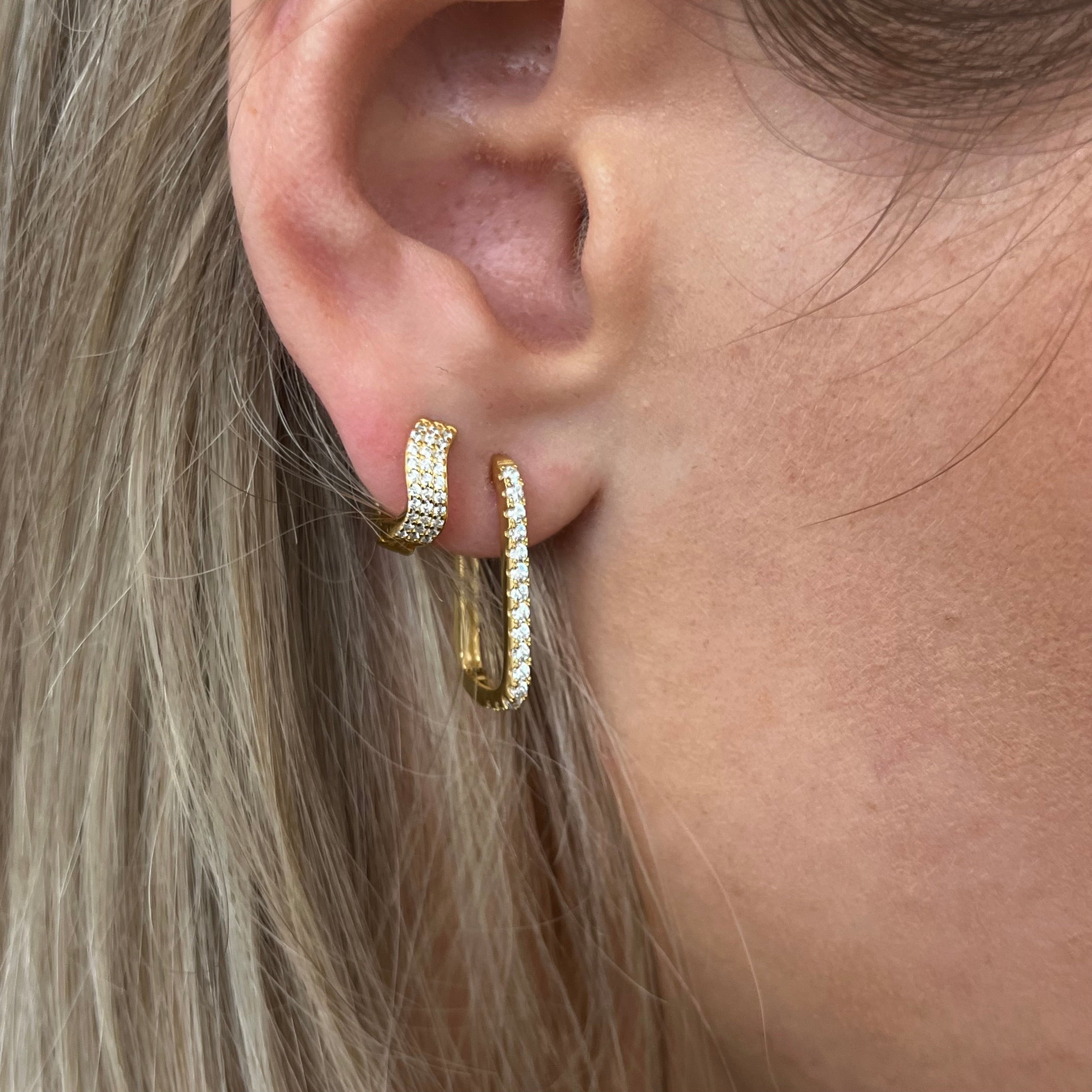 Mini Pave Wave Huggie Earrings
