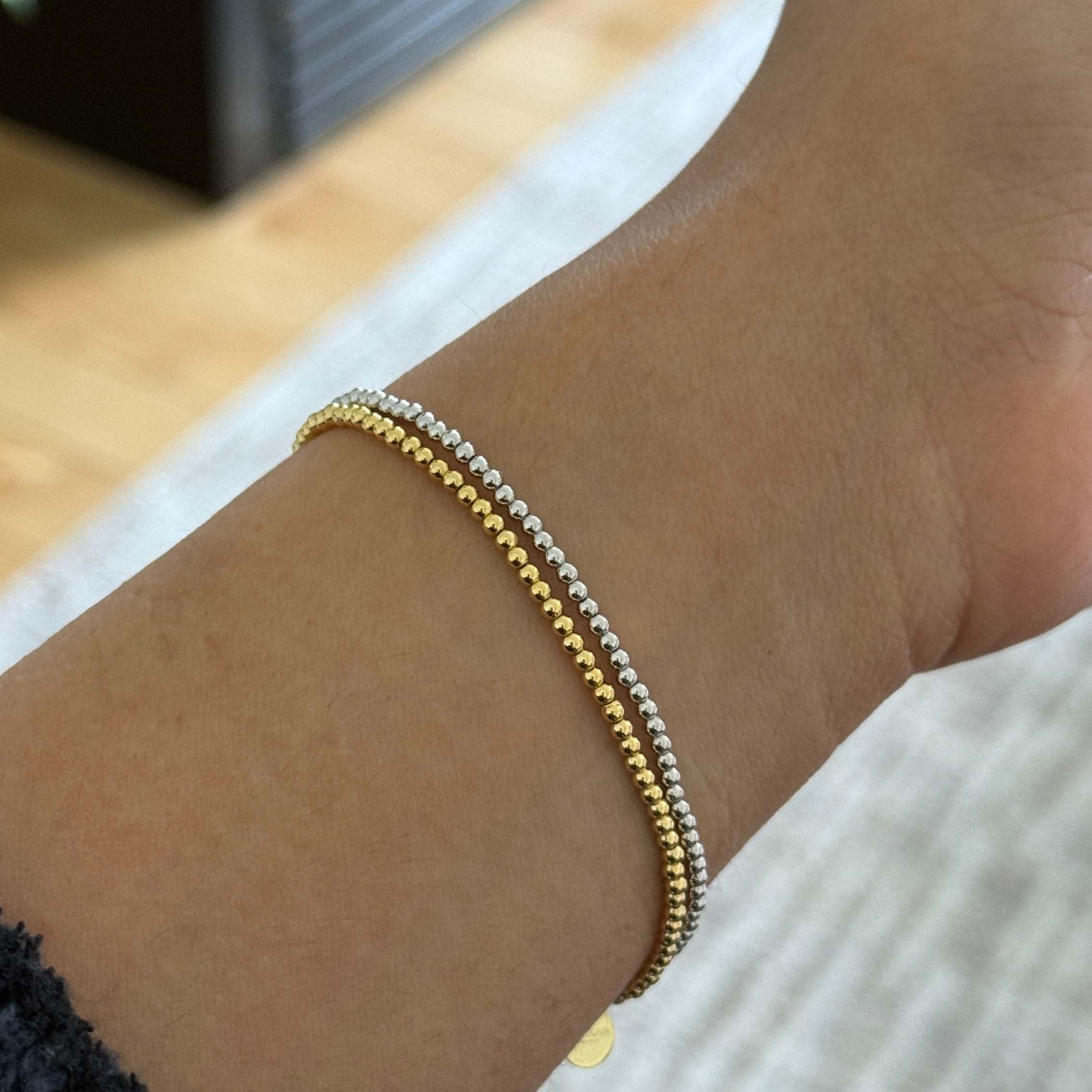 Mini Beaded Stretch Bracelet / Gold