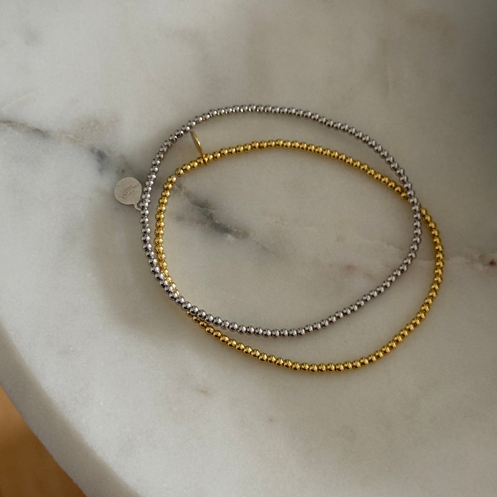 Mini Beaded Stretch Bracelet / Gold