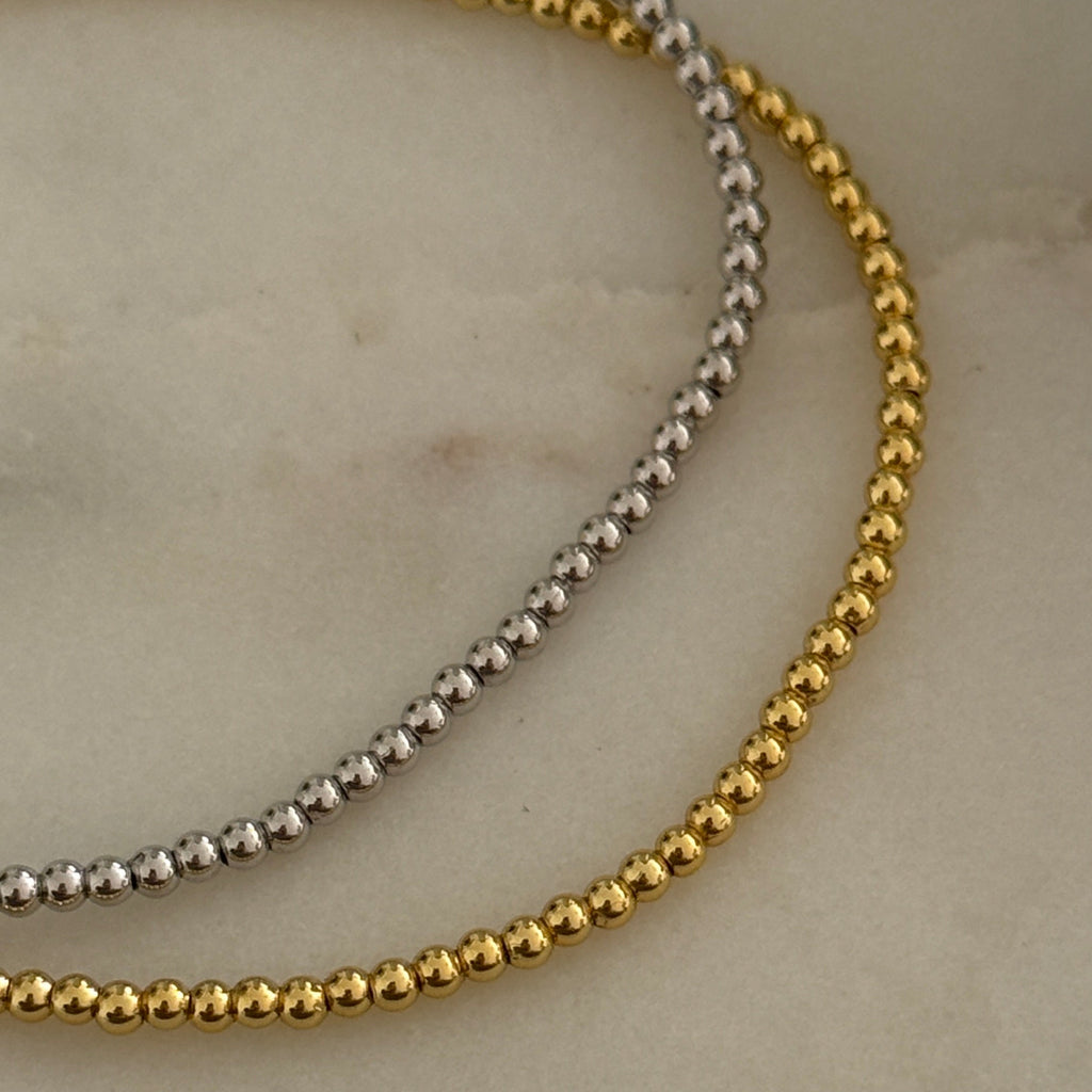 Mini Beaded Stretch Bracelet / Gold