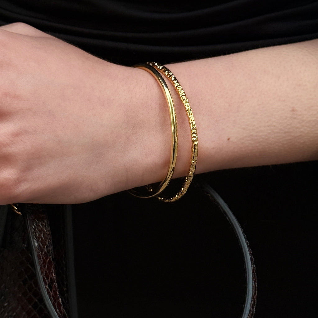 Smooth & Hammered Cuff Bracelet Set