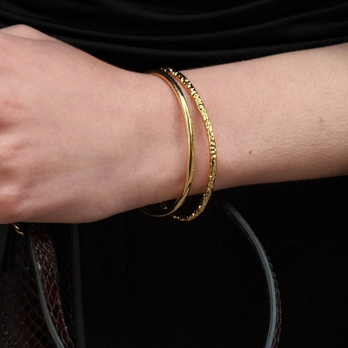 Hammered Hoop & Cuff Set