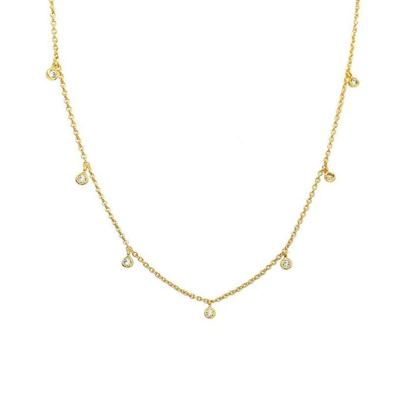 Drop Gold Bezel Beaded Necklace