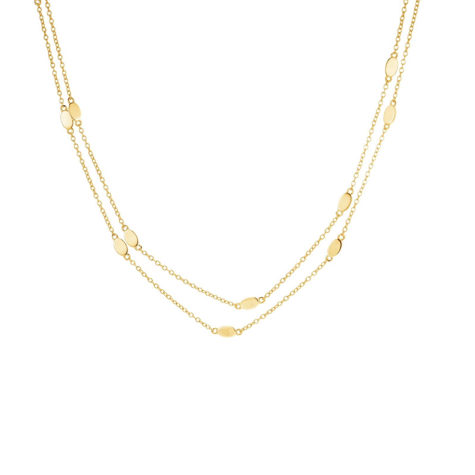 Oval Disc Station 2-Layer Necklace in gold