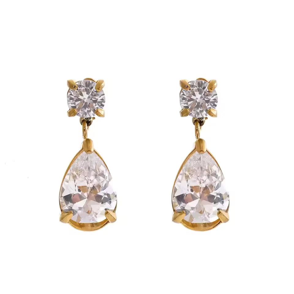 Teardrop CZ Stud Earrings