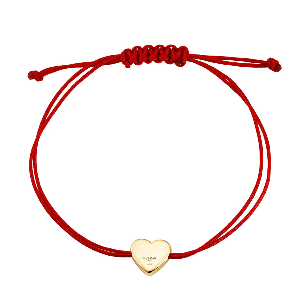 Red string bracelet with gold heart charm

