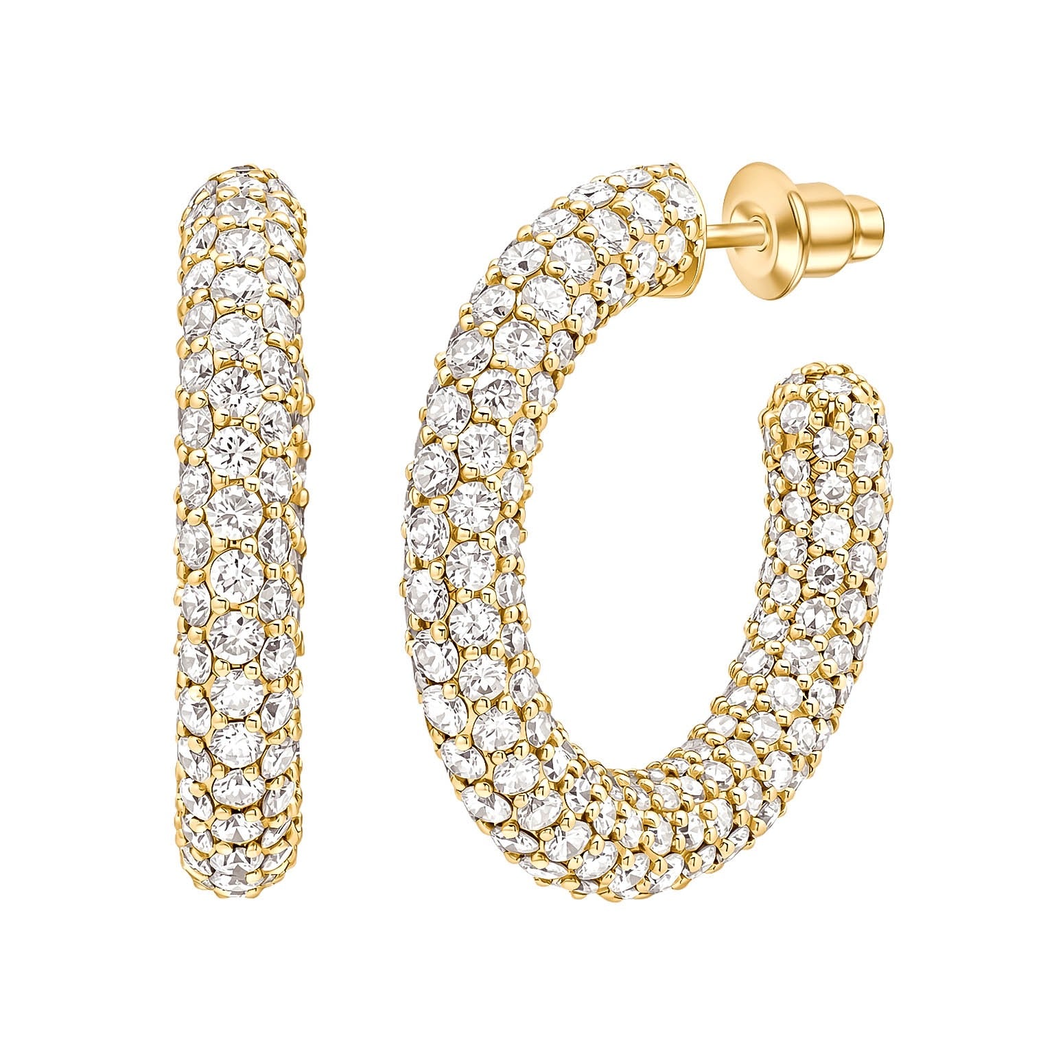 Pave C Hoop Earrings
