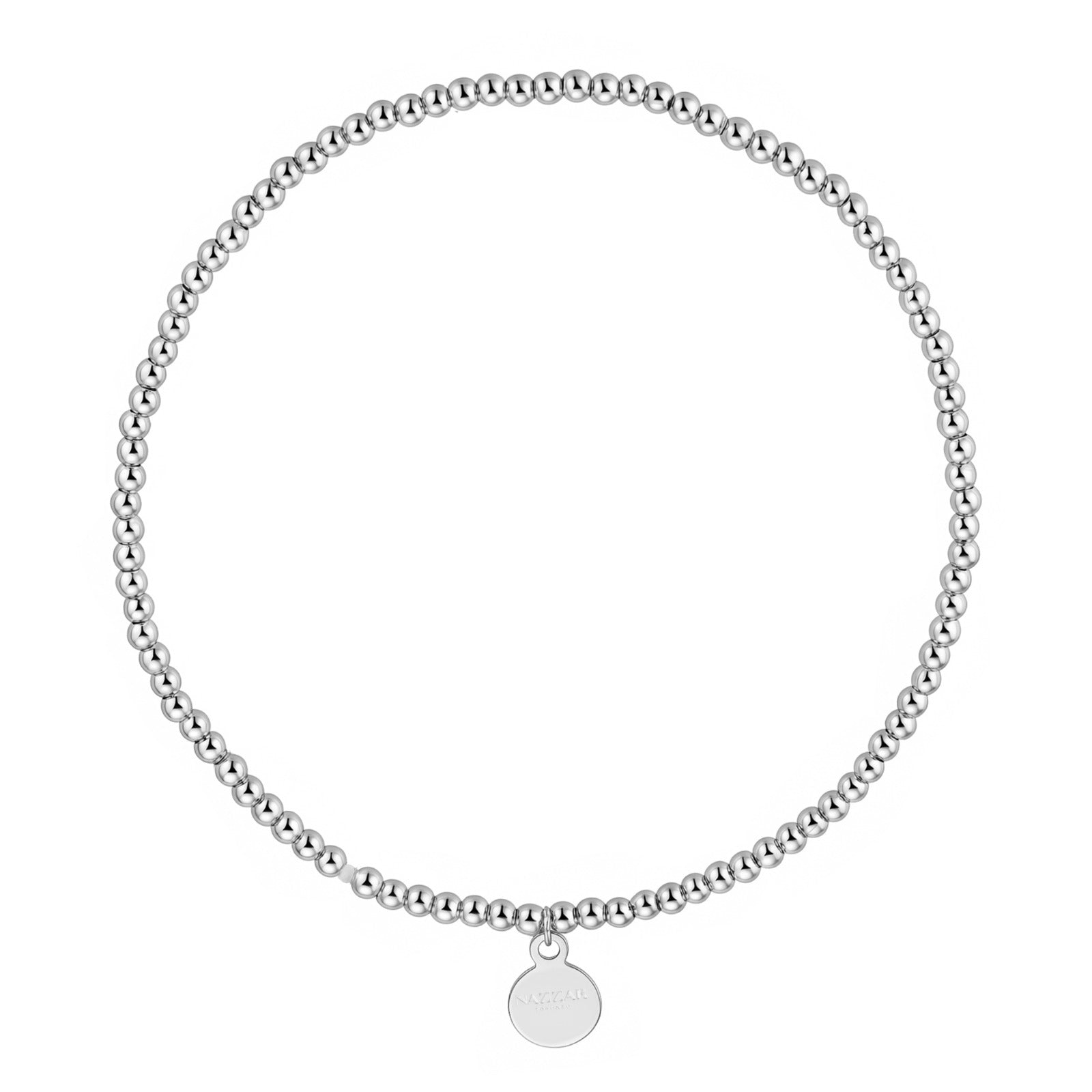 Mini Beaded Stretch Bracelet / Silver