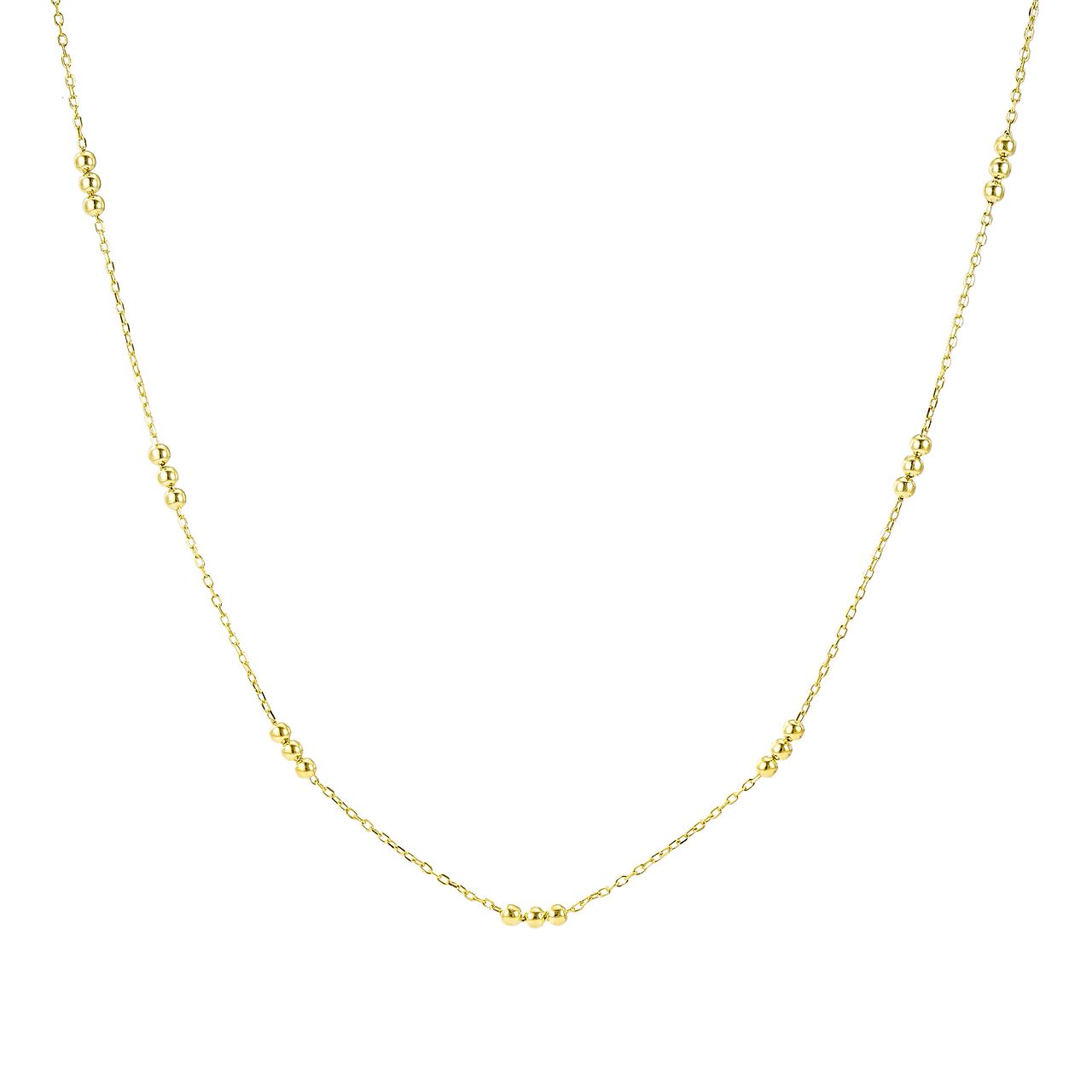 Dainty gold necklace with three beads, waterproof and hypoallergenic

