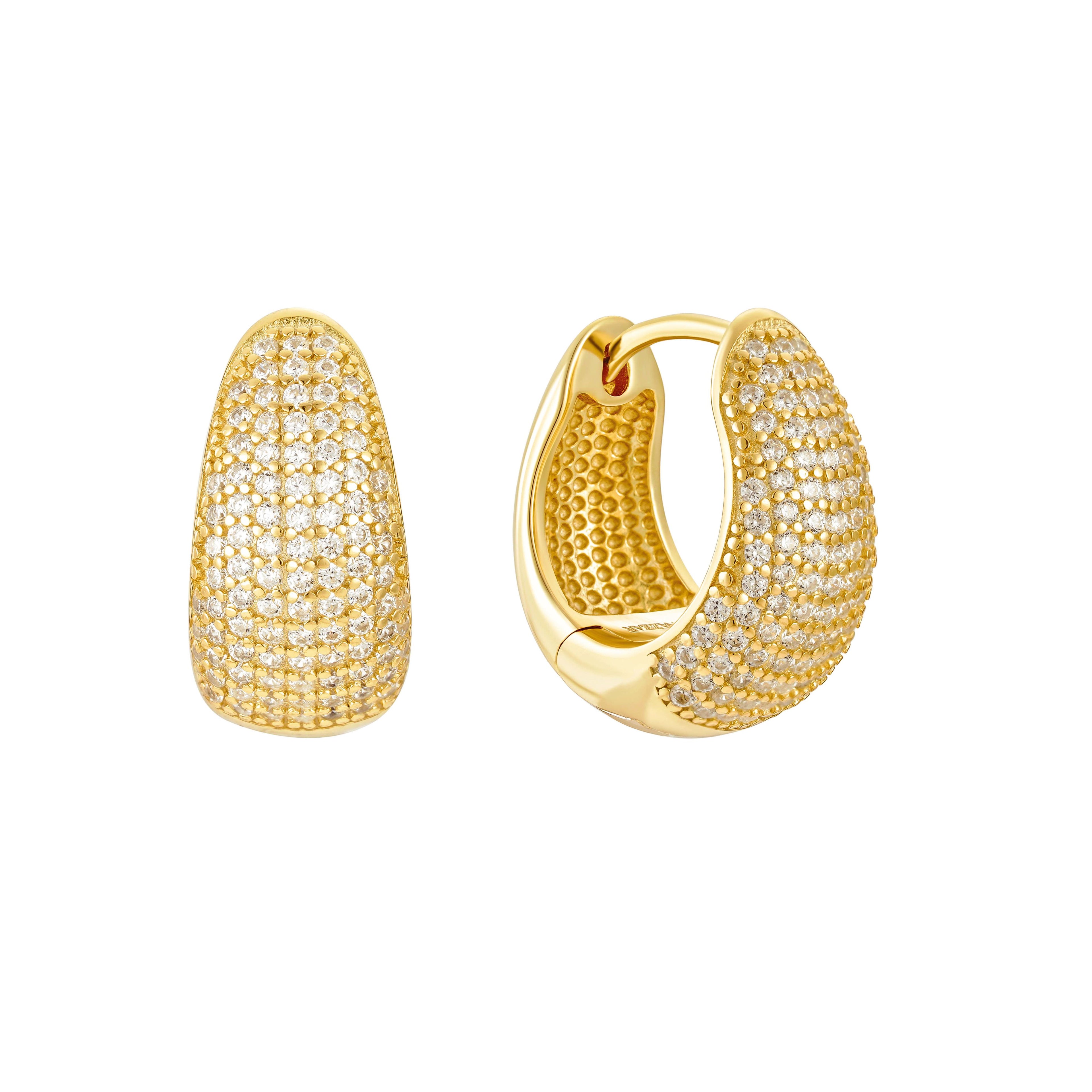 Chunky pavé gold hoop earrings
