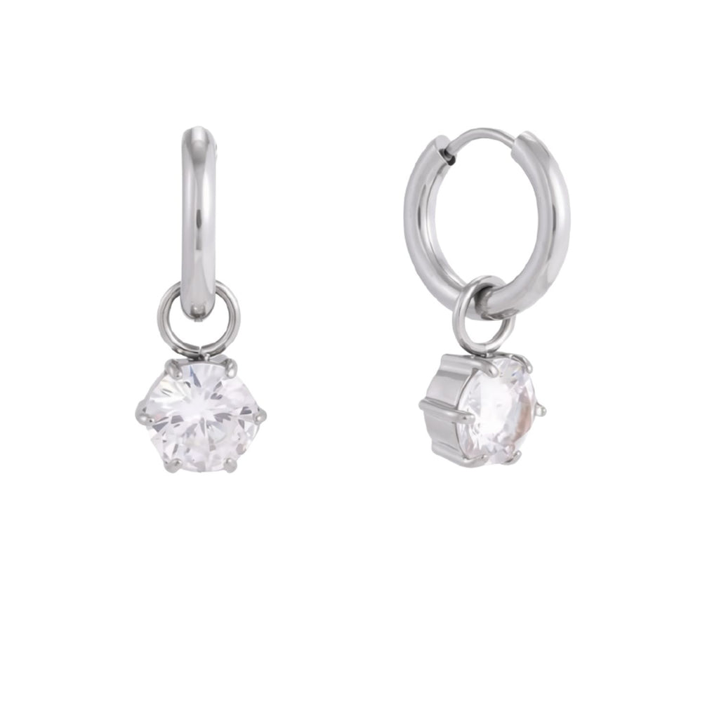 CZ Charm Huggie Hoop Earrings