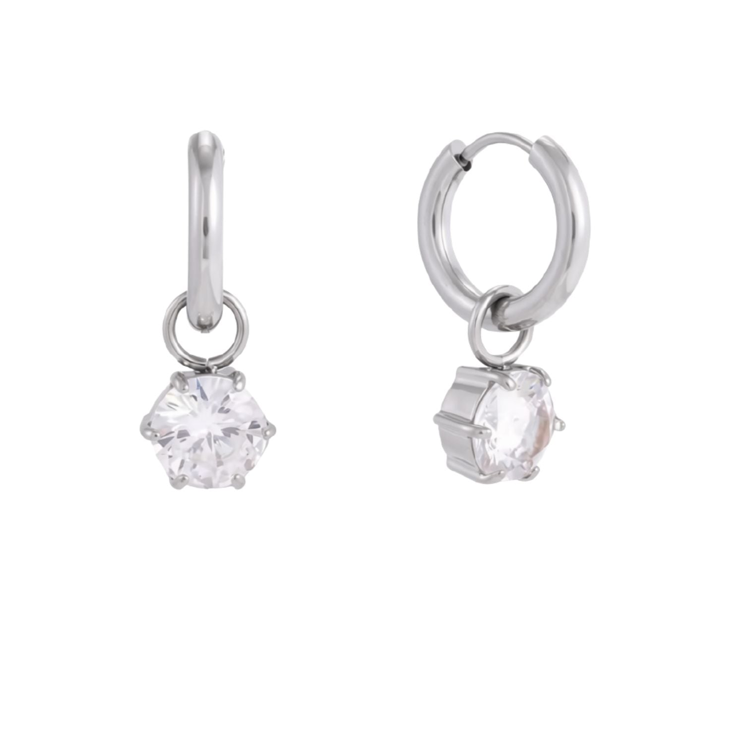 CZ Charm Huggie Hoop Earrings