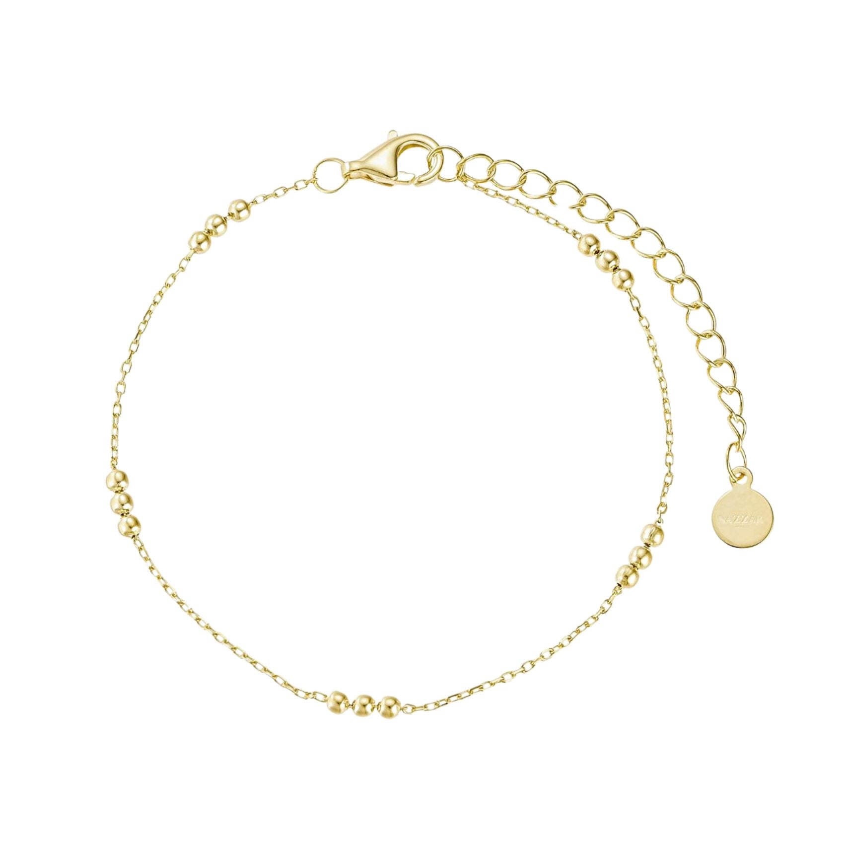 Gold bead station bracelet, 925 silver, waterproof, hypoallergenic