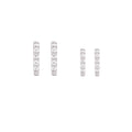 CZ Huggie Hoop Earrings Set - Silver