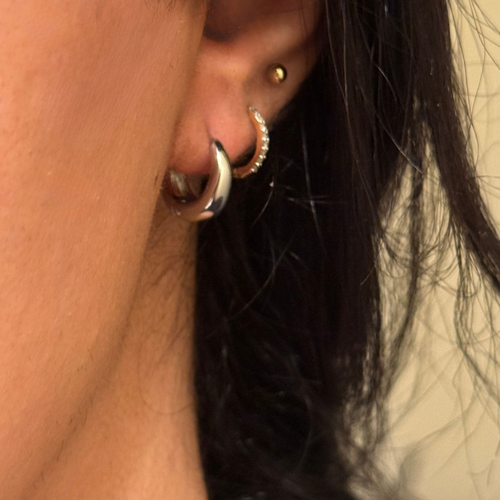 Silver Mini Dome Hoop Earrings