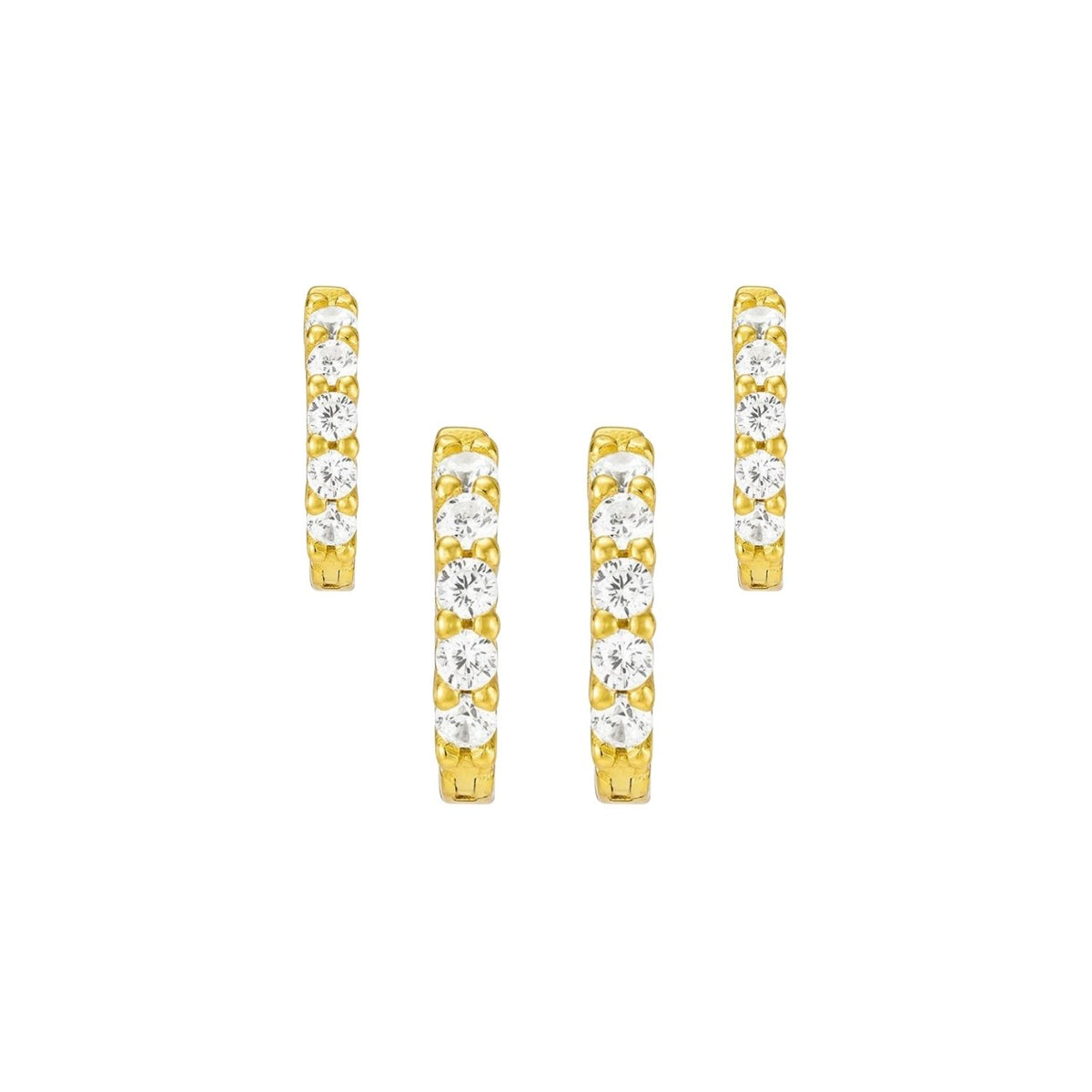 CZ Huggie Hoop Earrings Set
