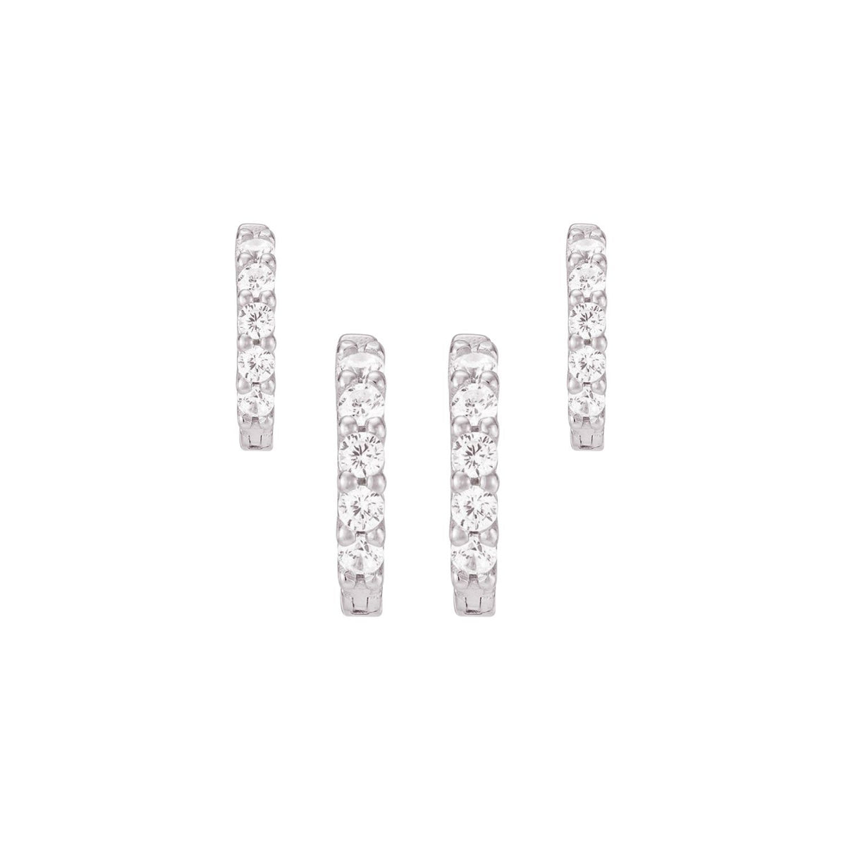 CZ Huggie Hoop Earrings Set