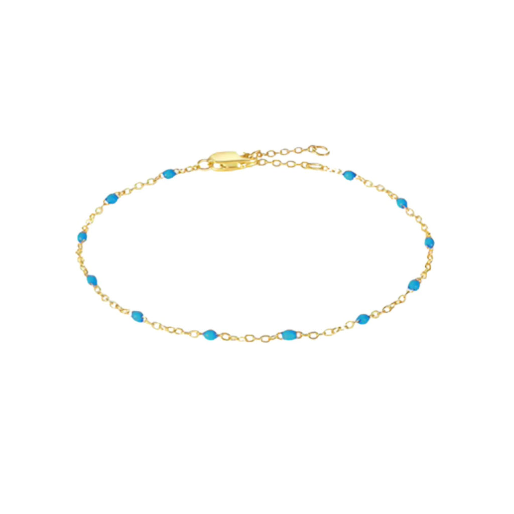 Dainty gold bracelet with turquoise beads, delicate and stylish

