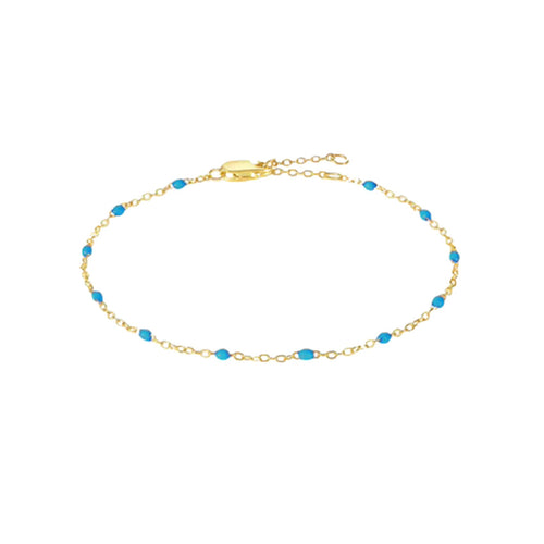 Dainty gold bracelet with turquoise beads, delicate and stylish

