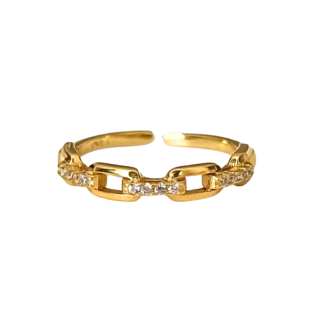 Bague en zircone avec chaîne à maillons délicats