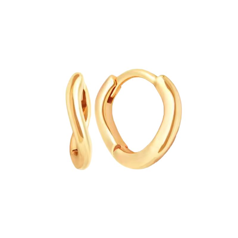 Gold slim wave huggie earrings with sleek curved design