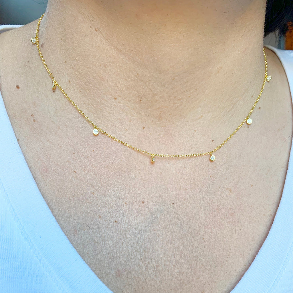 Drop Gold Bezel Beaded Necklace