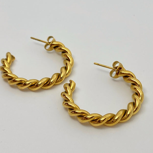 Large Gold Twist Hoops