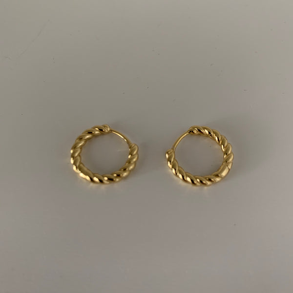 gold plated sterling silver twist huggies - nazzar toronto