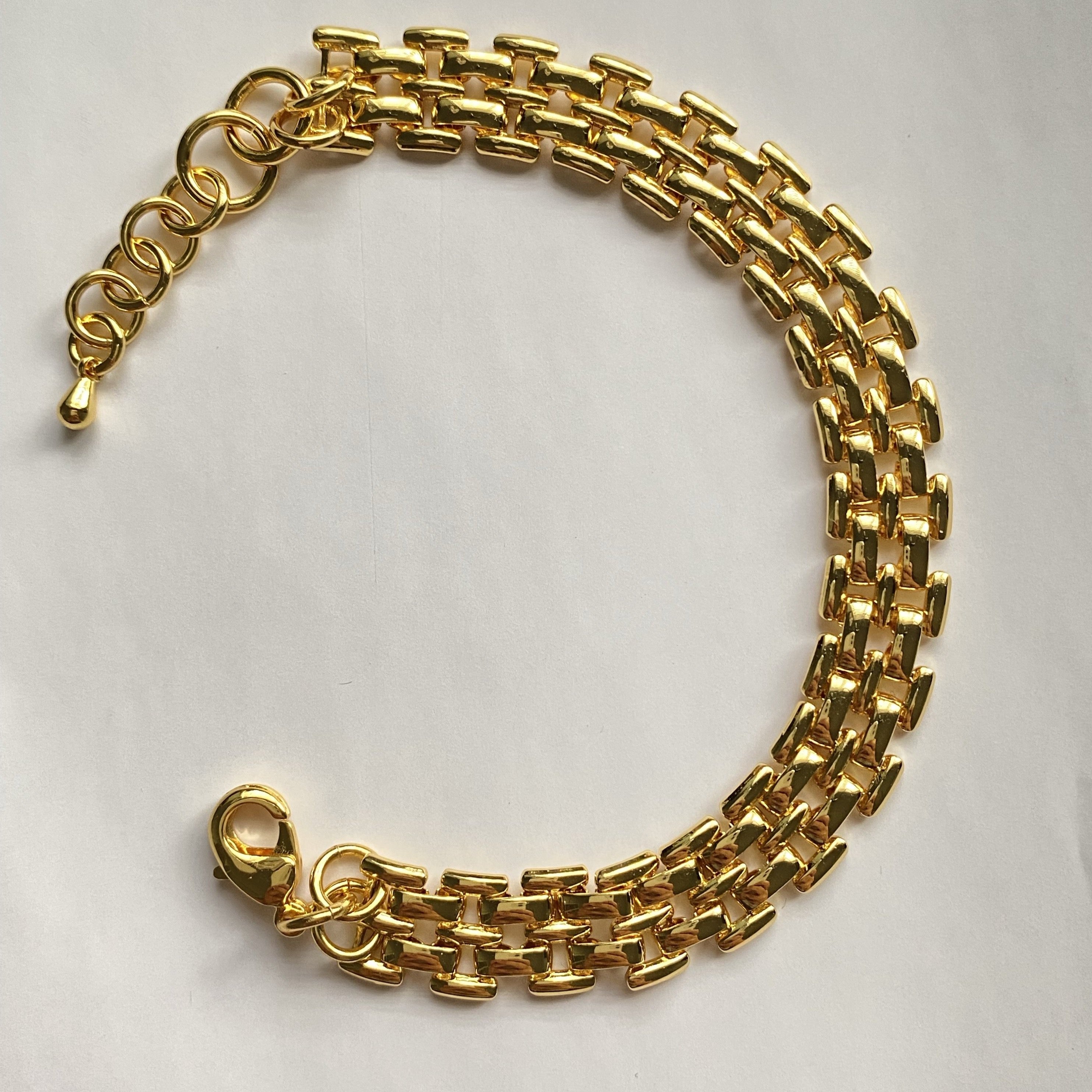 Gold Link Chain Wide Bracelet