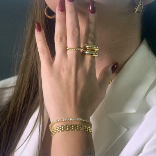 Gold Link Chain Wide Bracelet