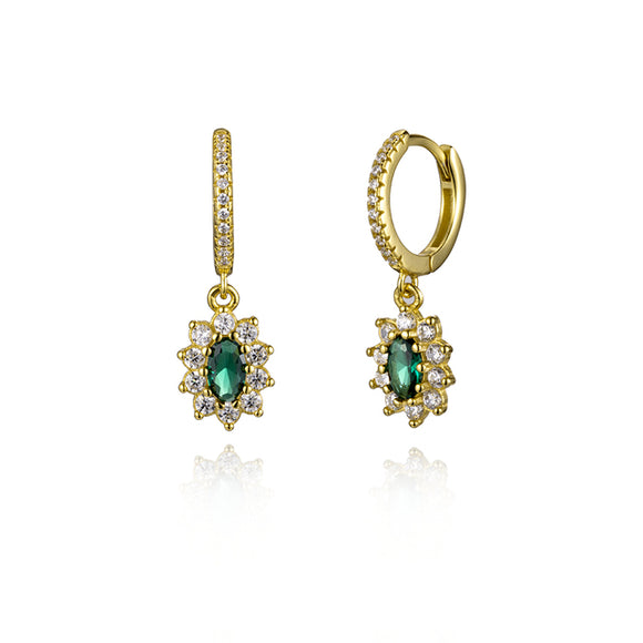 princess diana inspired emerald oval cut drop earrings